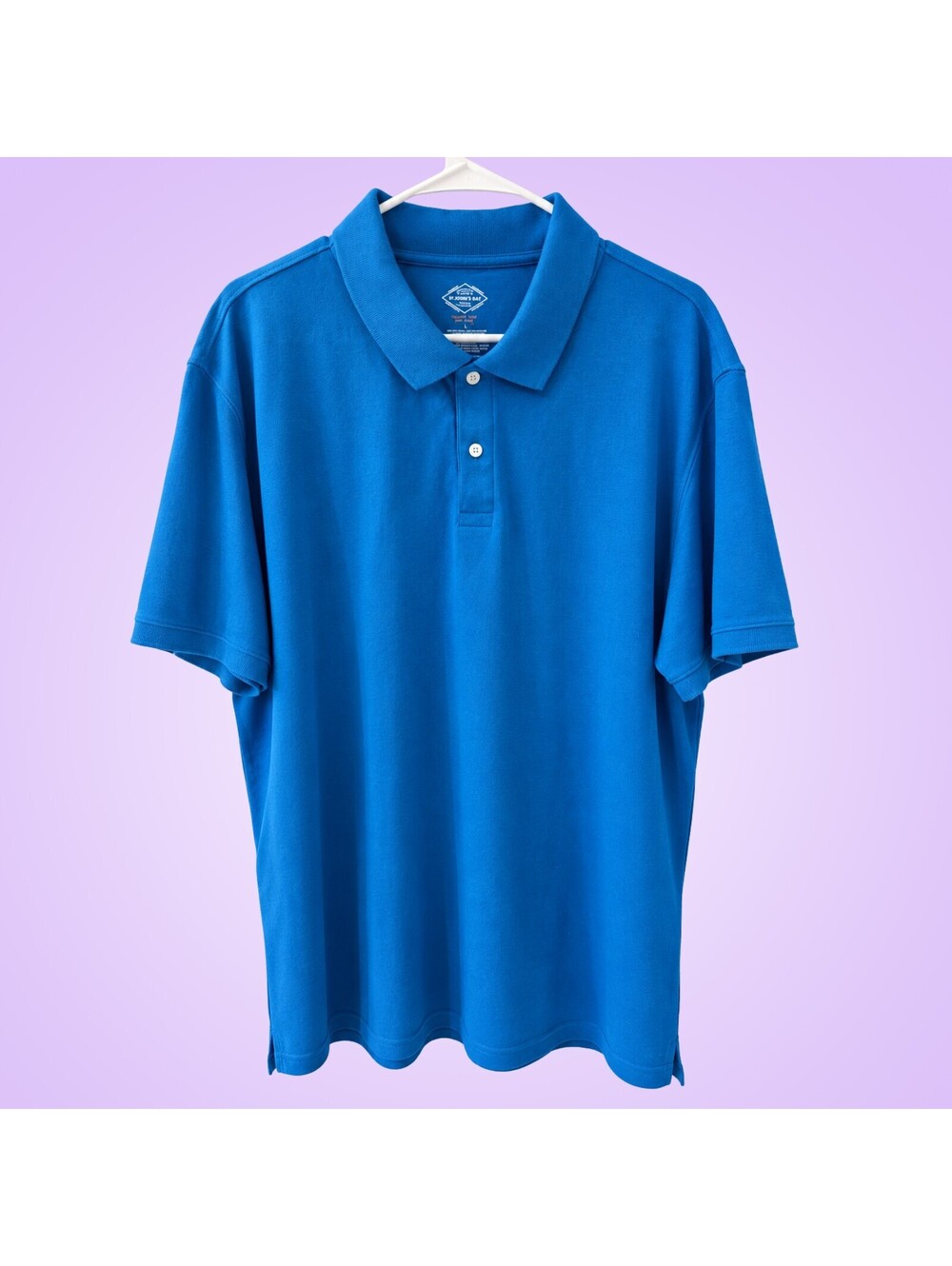 St. John's Bay Men's XXL Azure Blue Comfort Flex Cotton Blend Polo Shirt